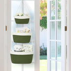 Hanging Storage Baskets, Over the Door Basket, Cotton Wall Baskets Storage, Hanging Door Basket with 4 Hooks