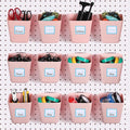 Namalu 12 Pack Pegboard Storage Bins with Labels and Hooks Bulk Peg Board Organizer Accessories Hanging Cup Organizer Pegboar