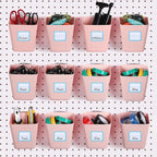 Namalu 12 Pack Pegboard Storage Bins with Labels and Hooks Bulk Peg Board Organizer Accessories Hanging Cup Organizer Pegboar