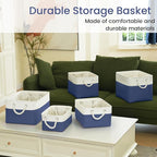 Storage Baskets for Shelves 11.8x7.9x5.2 Inch, Foldable Fabric Storage Bins with Handles, Small Storage Baskets for Organizin