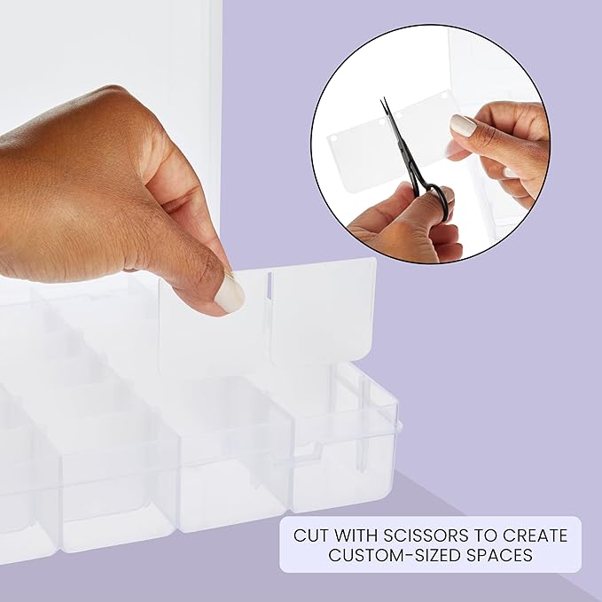 Juvale Jewelry Organizer Box - 3-Pack, 1.7 x 10.75 x 7 In, Clear Plastic - Bead Storage Containers with 36 Compartments & Div