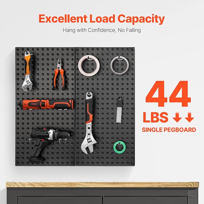 VEVOR Metal Pegboard Panels, 24" x 12" Pegboard, 2 Panels, Heavy Duty Peg Board Wall Organizer with Accessories, for Living R