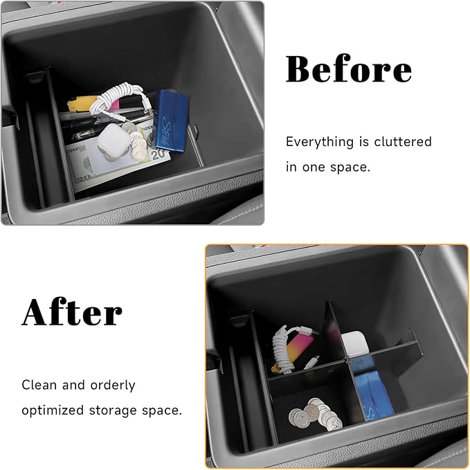 2PCS Center Console Hidden Box Organizer & Armrest Divider Compatible with Honda 2023-2025 2026 Pilot & 2024-2026 Passport & 2024 2025 Ridgeline Accessories Insert Armrest Hidden Organizer