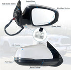 Right Passenger side Mirror Fits 2016-2022 Toyota Tacoma With Power Glass, Heated, Turn Signal, Blind Spot Detection and Manual Folding Match to White Paint Replace TO1320350 (8 Pins)