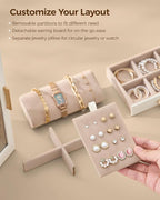 Glimmloop 360° Rotating Jewelry Box with 5 Drawers, Spacious Vertical Jewelry Organizer with Glass Window, Jewelry Storage Ca