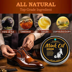 Feilove 4-in-1 Mink Oil Leather Conditioner and Cleaner 3.52 oz - Premium Waterproof Formula for Boots and Shoes
