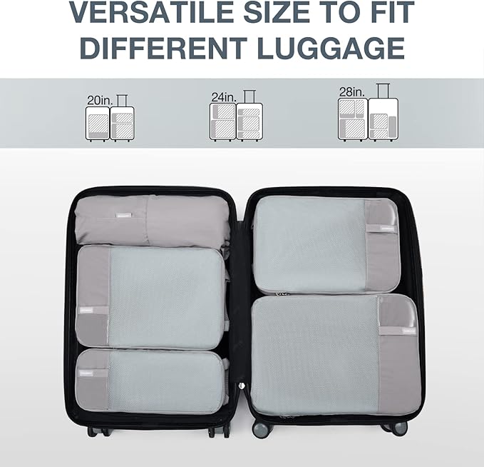 BAGSMART 6 Set /4 Set/2 Set Compression Packing Cubes for Travel, Lightweight Luggage Organizer Bags, Durable Space Saver Bag