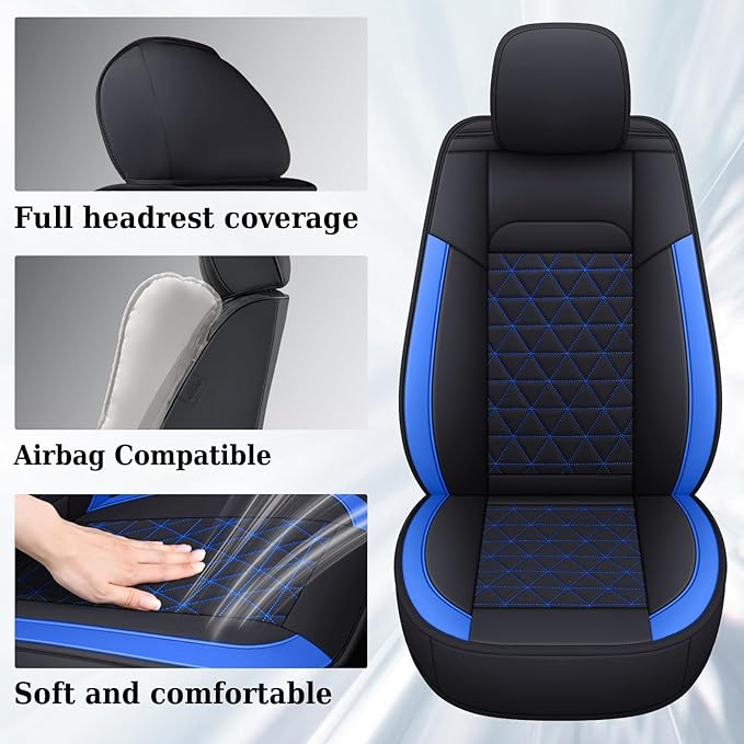 Coverado Car Seat Covers Full Set, Leather RAM 1500 Seat Covers Protectors Compatible with 2002-2025 Dodge RAM 1500 2500 3500