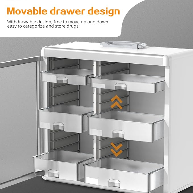 Glosen Medicine Cabinet with Key Wall Mounted Medication Lock Box 【 Silver 15x 6.7 x 13 Inch】 Portable Storage Container Big 