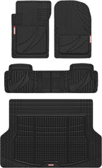 Motor Trend FlexTough Advanced Heavy Duty Black Rubber Car Floor Mats & Cargo Liner for SUV & Car Full Set - Universal Trim to Fit All Weather Automotive Floor Mat & Cargo Liners for SUV, Car, & Van