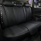 CAR PASS Bling Diamond Back Seat Covers, Nappa Leather Rear Seat Bench Cushion Waterproof Breathable Back Row Protector Unive