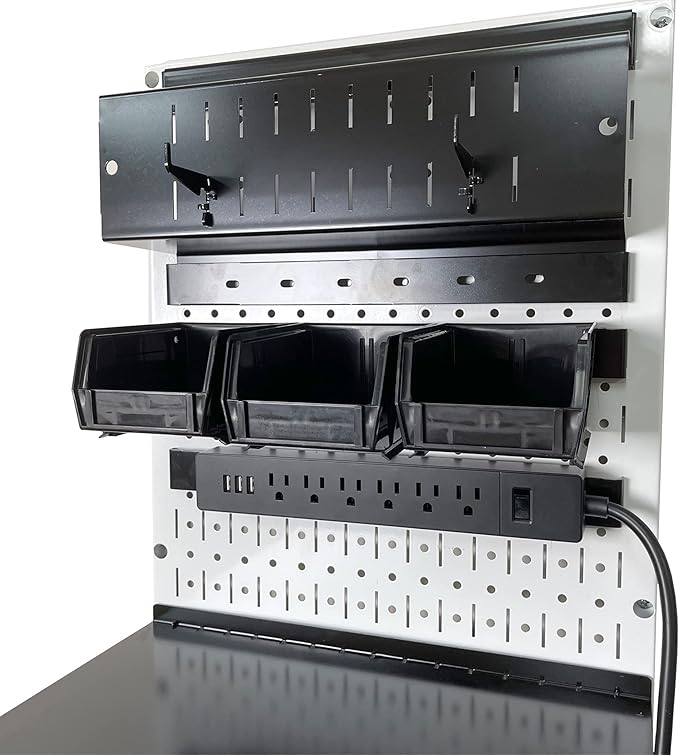 Wall Control Power Tool Storage Organizer Kit Cordless Drill Holder Charging Station Rack 16” x 32” Metal Pegboard Organizati