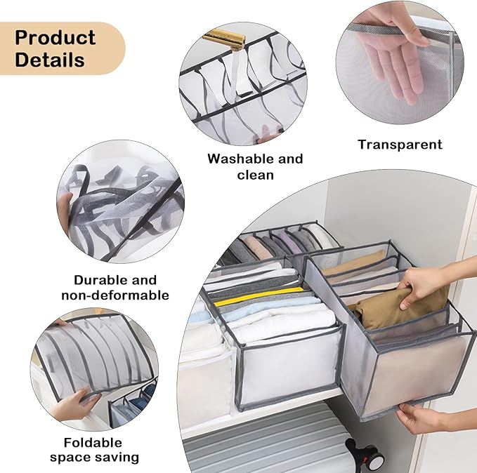 TIGARI Wardrobe Clothes Organizer, Closet Organizer Foldable Drawer Organizer for Clothing, Drawer Dividers for Clothes, Clos