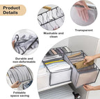 TIGARI Sock Wardrobe Clothes Organizer, Sock Organizer Drawer Divider, Foldable Drawer Compartment Storage for Socks (Gray)