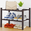 Smiry Shoe Rack, 2 Tier Thick Small Bamboo Shoe Organizer, Stackable Free Standing Wooden Shoe Storage Shelf for Closet, Entr