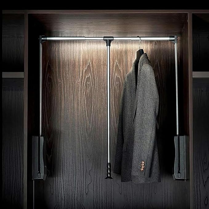 Pull-down Wardrobe Clothes Rail - Extendable Pull Out Closet Rod, Extendable Wardrobe Rail Tube Rod, Hanging Rod For Closet S