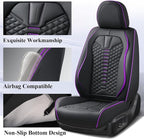 Coverado Car Seat Covers Front Seats, Nappa Leather Black&Purple Car Seat Cover, Automotive Seat Covers, Waterproof Driver Se