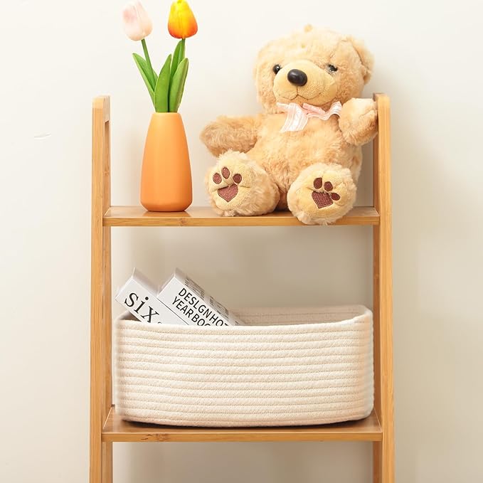 MiniArk Small Storage Baskets for Organizing | Closet Organizer Bins | Shelf Toy Basket | Woven Rope Baskets | Cube Decorativ