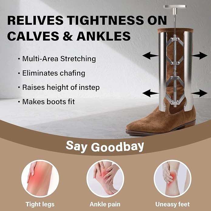 Cast Aluminum Combination Boot Instep & Shaft Stretcher-Sturdy, Durable & Easy to Use; Boot Calf Stretcher Is Suitable for Va