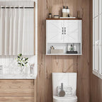 Bathroom Wall Cabinet with Barn Doors, Wall Mounted Bathroom Cabinet, Farmhouse Style, Adjustable Shelf, Wall Mounted Medicin