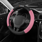 NASCAR Steering Wheel Cover, Two-Tone Pink Leather Patchwork, Universal Fit 14.5"-15.5" Steering Covers for Cars, Anti-Slip, 