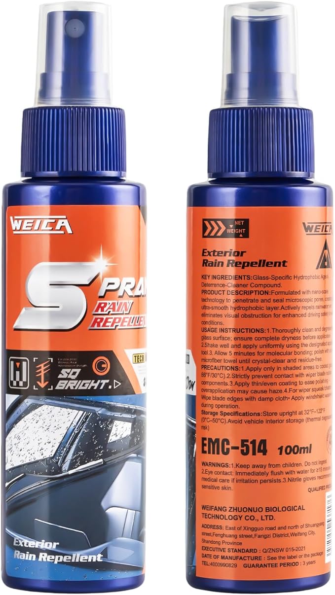 Spray Rain & Fog Defense Duo: Hydrophobic Rain Repellent & Anti-Fog Interior Spray for Car Windows, Windshield & Motorcycle V