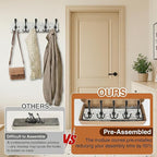 Wooden Coat Rack Wall Mount Heavy Duty, 2 Pack Coat Hanger Wall Mount with 5 Triple Hooks for Clothes, Jacket, Hat, Keys, Spa