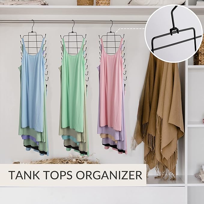 ZEDODIER 4 Pack Tank Top Hanger Space Saving, Bra Hangers for Closet Organizer, Hanging Bra Organizer Tank Tops Holder with 3