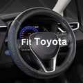 West Llama Customized Auto Car Steering Wheel Cover for Toyota Rav4 Corolla Camry Highlander(Diamond Quilted-Black+Blue-Stand