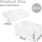 2 Pack Mini Foldable Small Plastic Baskets for Organizing and Storage，Collapsible Storage Crates,Mini Bins for Home Kitchen B