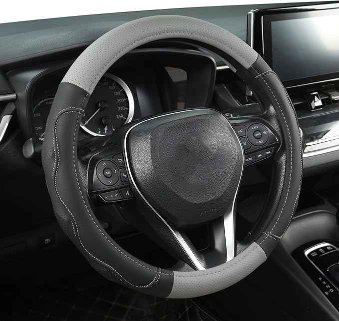 West Llama 3D Texture Steering Wheel Cover for Toyota, Anti-Slip Design, Premium Leather, Custom Fit for 14.5-15 inch, Stylis