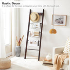 HOOBRO Blanket Ladder for Living Room and Bedroom, 5-Tier Wall Leaning Towel Rack for Bathroom, Decorative Ladder Shelf with 