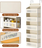 Over The Door Organizer with 5 Large Pockets, Over the Door Storage 10 Side Pocket 44 lb Load Behind Door Storage, Closet Doo