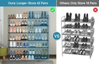 KIMBORA 6 Tier Long Shoe Rack, Wide Shoe Storage Organizer Sturdy Sneaker Shelf for Floor, Bedroom 42 Pairs (Black)
