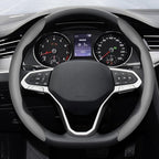 2-Piece Steering Wheel Cover, Carbon Fiber Segmented Steering Wheel Protector, Universal and Anti-Slip Durable Car Leather Pr