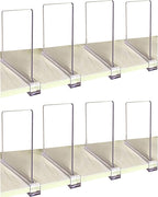 CY craft Shelf Dividers for Closets, 8PCS Clear Acrylic Shelf Divider for Wood Shelves and Clothes Organizer/Purses Separator