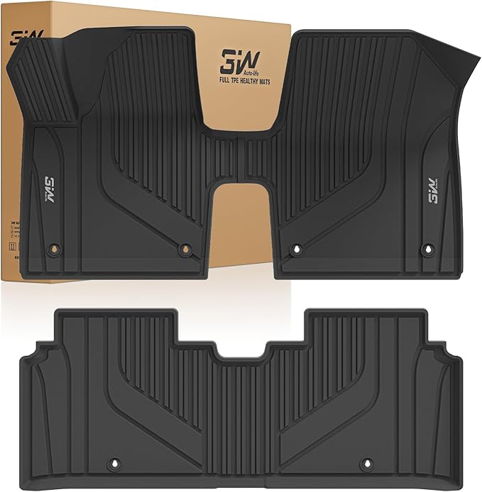 3W Floor Mats for Kia EV6 2024 2023 2022 Floor Liner Custom Fit All Weather TPE Car Mats Fit for KIA EV6 1st & 2nd Row,Black