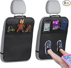lebogner Back Seat Cover For Kids + 3 Pocket Storage Organizer, 2 Pack X-Large Waterproof Kick Mats Backseat Protector, Car S