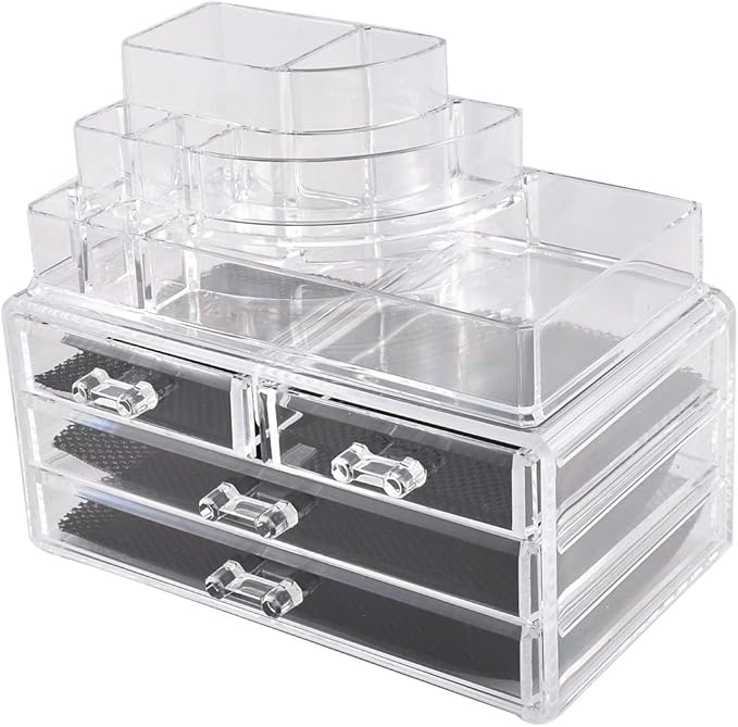 Ruilogod Acrylic Cosmetics Storage Case Display Box Jewelry Holder Organizer Set 2 in 1 (id: e39 e9b f76 1b8 295