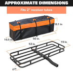 WEIZE 53" x 19" Hitch Mount Cargo Carrier Basket 500LB Capacity with Hitch Stabilizer, Waterproof Bag, Net & Straps, Fits 2" Receiver for Car SUV, Steel Construction