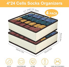 Joyoldelf Sock Drawer Organizer Divider Underwear Organizer 24-cell Fabric Dresser Drawer Organizers Storage Boxes for Socks 