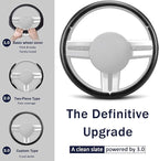 Carbon Fiber Steering Wheel Cover for Ford Mustang 2005-2023, 3 Piece Clip on Set,Carbon Fiber Wrap Anti-Slip Segmented Design,Car Steering Wheel Cover for Men Women（Matte Black
