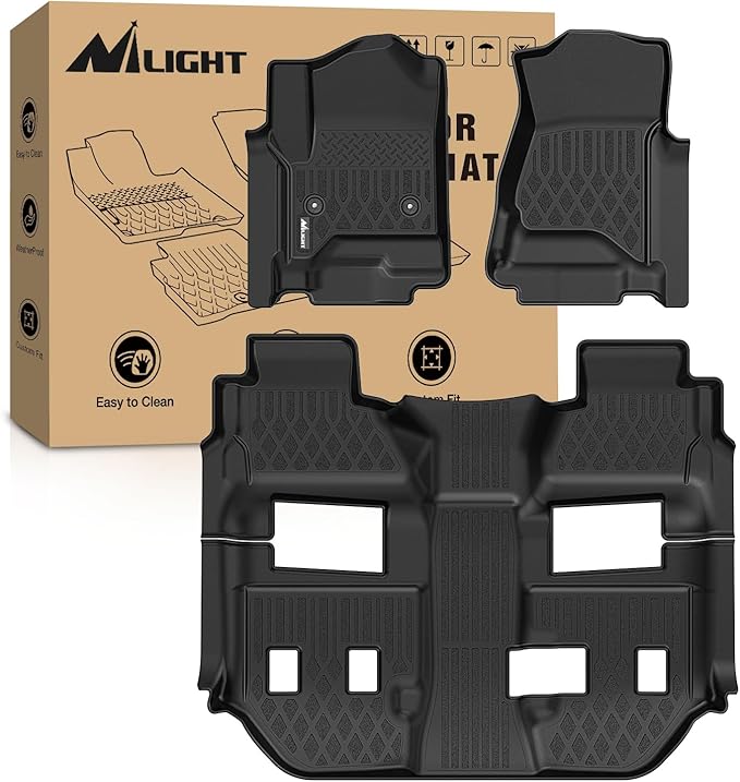 Nilight TPE Floor Mats for Chevy Chevrolet Suburban GMC Yukon XL Bucket Seats 2015 2016 2017 2018 2019 2020 All Weather Custom Fit Heavy Duty Floor Liners