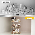 Asayuee 3-Tier Corner Bathroom Counter Organizer with Top Toothbrush Holders,Large Makeup Organizer Countertop with Brush Hol