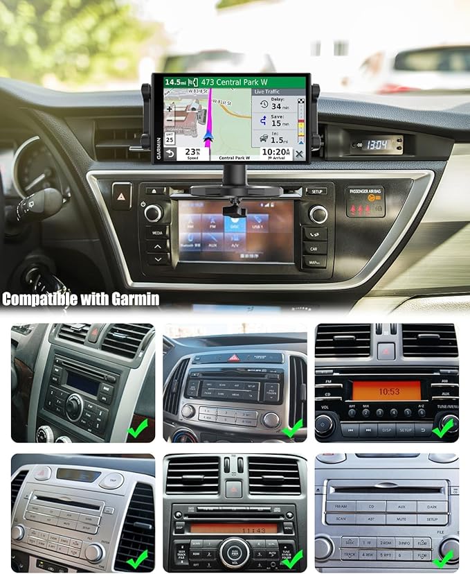 Charchendo Upgraded CD Slot Tablet Car Mount, Long Arm Extendable Car Cradle with 360° Rotation, Case Friendly Car Holder for iPad Pro/Air/Mini, Samsung Galaxy Tab, All 4.7"-13" Device