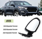 Right Passenger Side Mirror Compatible With 2019 2020 2021 Hyundai Tucson With Manual folding Power glass Black Replace #87620-D3990(3Pins)