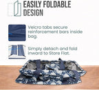 Extra Large Utility Tote Bag - Oversized Collapsible Tote with Wire Frame, Durable Reusable for Beach, Groceries, Laundry, Car Trunk, Storage and Travel - includes 5x7 Bag with Hook - Navy Floral