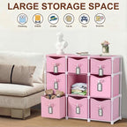 9 Cube Storage Organizer Shelf with Storage Bins and Label, 11 Inch Toy Cube Bins Clothes Closet Organizers Drawers Fabric Dr