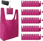 BeeGreen Cerise Reusable Grocery Bags Wholesale Reusable Kitchen Bags Bulk Foldable-Machine Washable with Zipper Storage Pouch 50 Packs