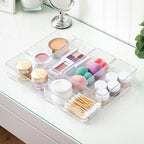 STORi SimpleSort 6-Piece Stackable Clear Drawer Organizer Set | 6" x 3" x 2" Rectangle Trays | Small Makeup Vanity Storage Bi